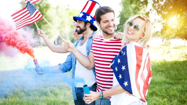 Friends dressed up in stars and stripes for Independence Day.