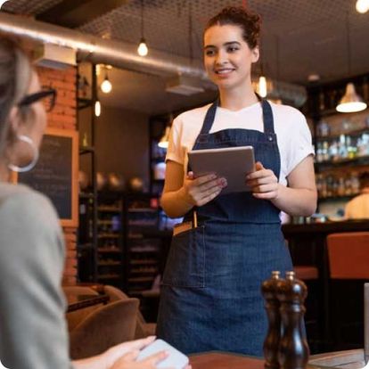 Server talking to a customer