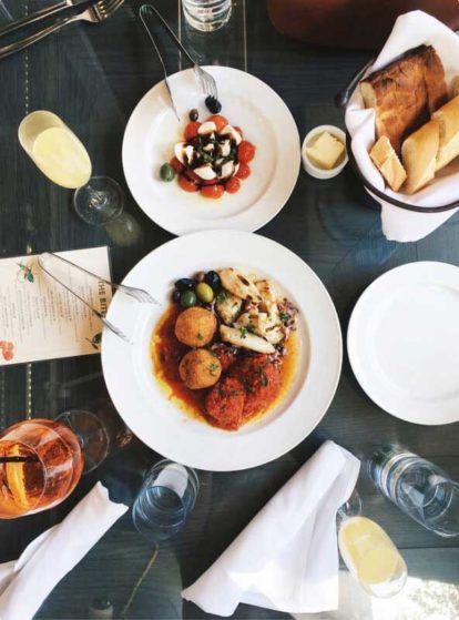 A table with Italian dishes