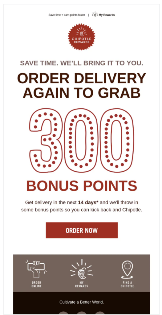 Image of a marketing email from Chipotle.